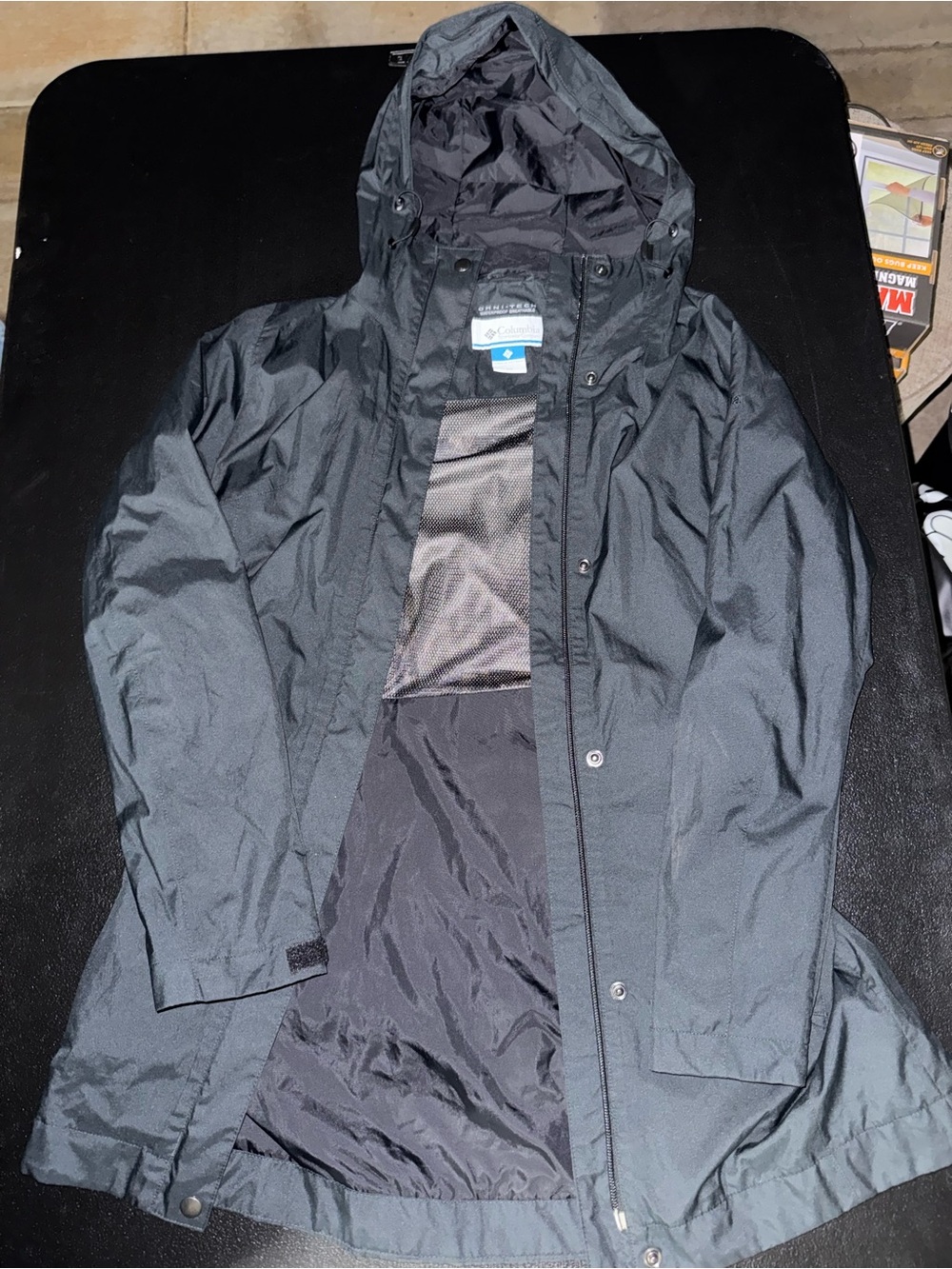 Columbia Men's Dark Gray Hooded Raincoat